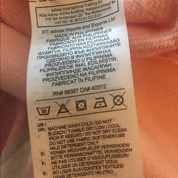 Adidas Climalite Peach Triple Striped Pullover Sweatshirt Sz L - Picture 8 of 11